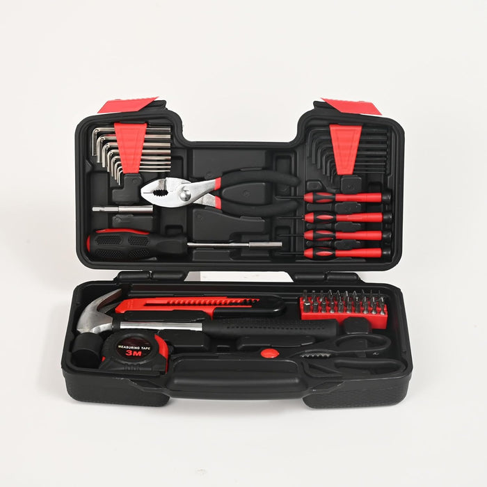 58-Piece Household Tool Set, Home Tool Kit with Storage Case, Red
