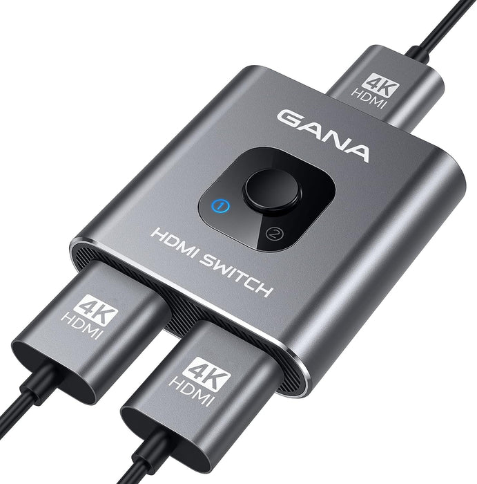 HDMI Switch 4k@60hz Splitter,  Aluminum Bidirectional HDMI Switcher 2 in 1 Out, Manual HDMI Hub Supports HD Compatible with Xbox PS5/4/3 Blu-Ray Player Fire Stick Roku
