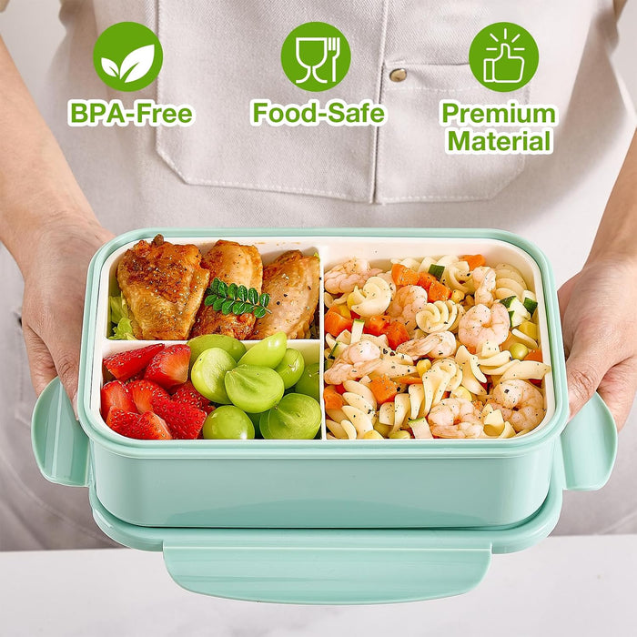 ® 3 Pack Bento Boxes for Adults/Kids, 1100 ML Bento Lunch Box With Spoon & Fork, Lunch Box Containers, Bento Box for Din