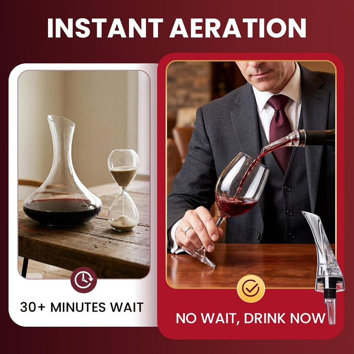 Wine Aerator Pourer Spout, 2 Pack, Drip-Free Pouring, Instant Aeration