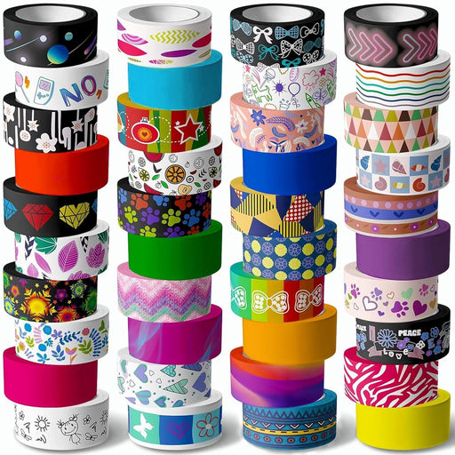 40 Rolls Washi Tape Set - 15 mm Wide Colored Decorative Tape for DIY Crafts, Junk Journal Supplies, Scrapbooking Supplies, Bullet Journals, Planners, Party Decorations