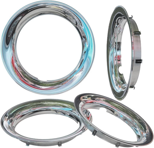 15" ABS Plastic Beauty Trim Rings - 1.5" Deep, Chrome, 4-Pack