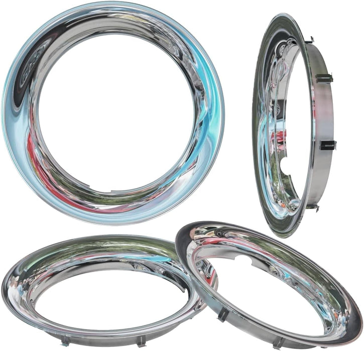 15" ABS Plastic Beauty Trim Rings - 1.5" Deep, Chrome, 4-Pack