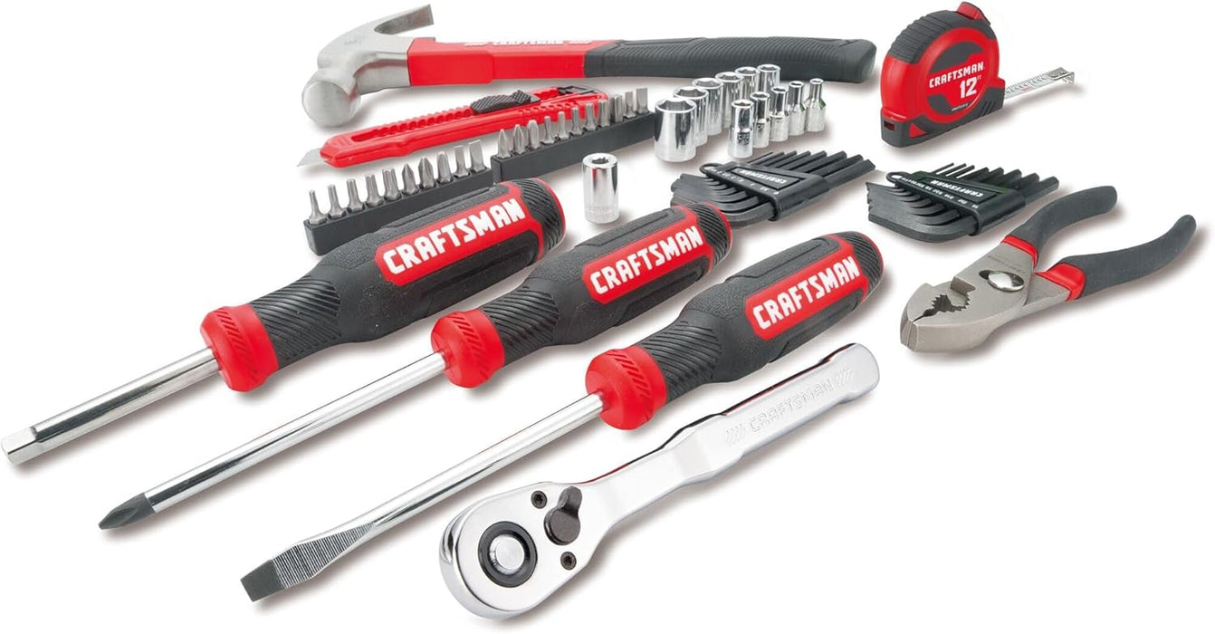 57 Piece Mechanics Tool Set Home Tool Set, Sockets, Ratchet, Screwdrivers, Hammer, Pliers, Hex Keys, Specialty Bits Hand Tools (CMMT99447)