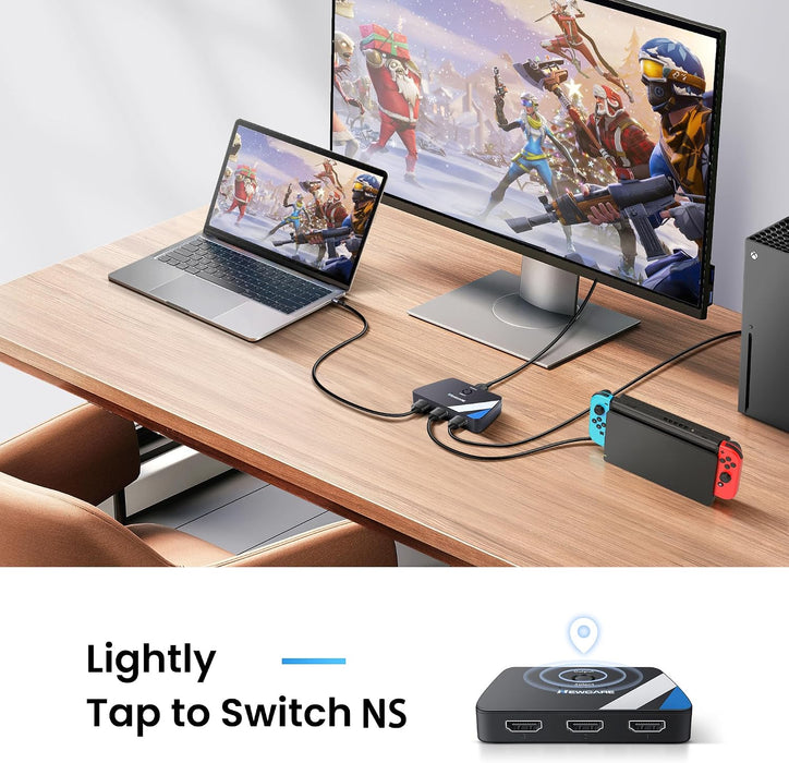 HDMI Switch 3 in 1 Out, 4K@60Hz HDMI Switcher with 2.6FT HDMI Cable
