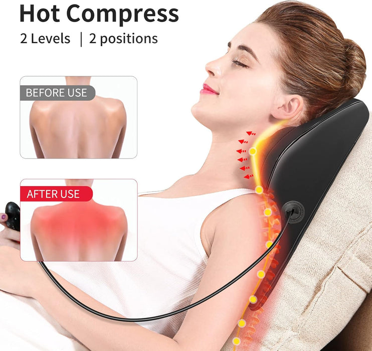 Back Massager with Heat, 3D Kneading Massage Pillow for Back, Neck, Shoulder, Leg Pain Relief Deep Tissue, Gifts for Women Men Mom Dad