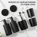 Matte Black Bathroom Accessories Set, 5 Pcs Bathroom Accessories Set, Glass Soap Dispenser and Toothbrush Holder Set, Qtip Holder and Cotton Ball Holder, Modern Bathroom Decor Sets