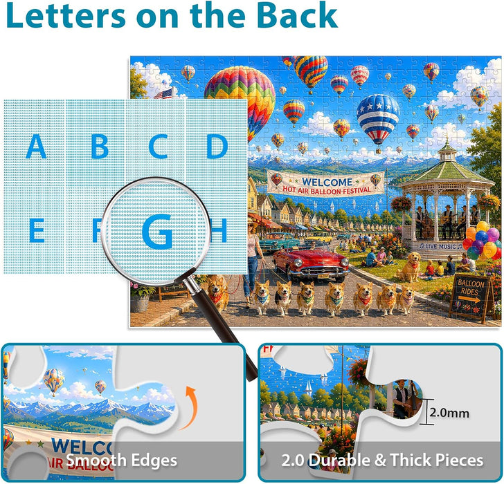 500 Piece Puzzles for Adults, Hot Air Balloon Festival Jigsaw Puzzle