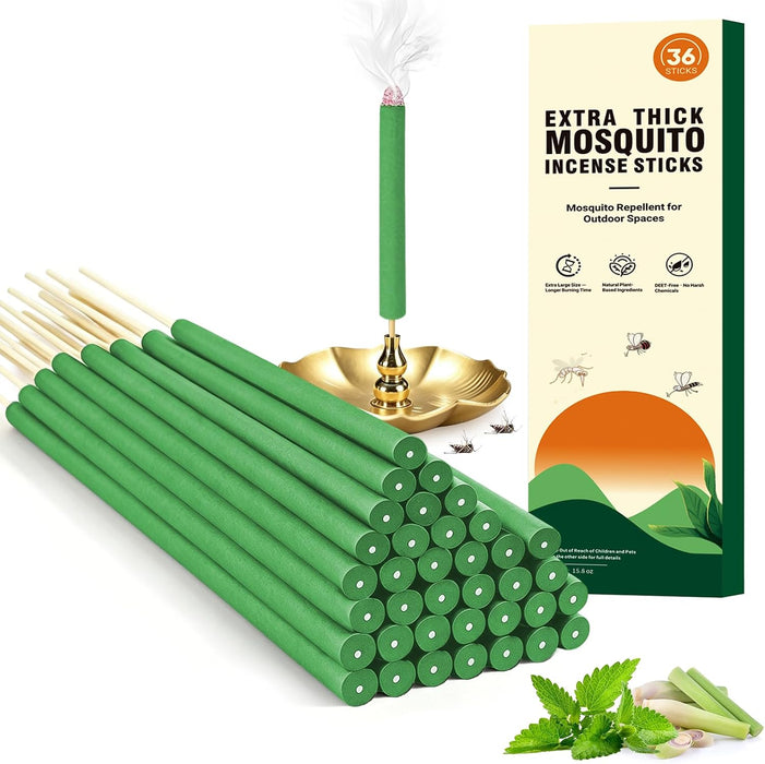 36 PCS Extra Thick Citronella Incense Sticks Outdoor Use for Patio Yard Garden Camping and More, Extra Strong Mosquito R