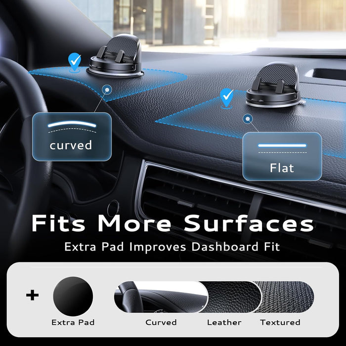 Ultra-Compact Car Phone Holder [Thick Case Friendly | 78LB Suction] 360° Rotate & 30° Tilt Car Phone Mount, Uneven Dashb