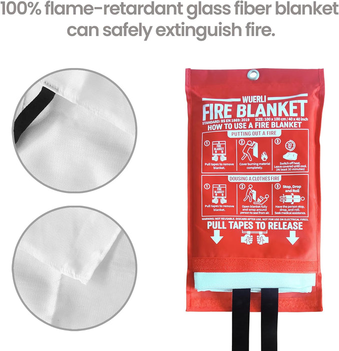 Fire Blanket for Home and Kitchen, 40" X 40", 4 Pack, Emergency Fire Blanket