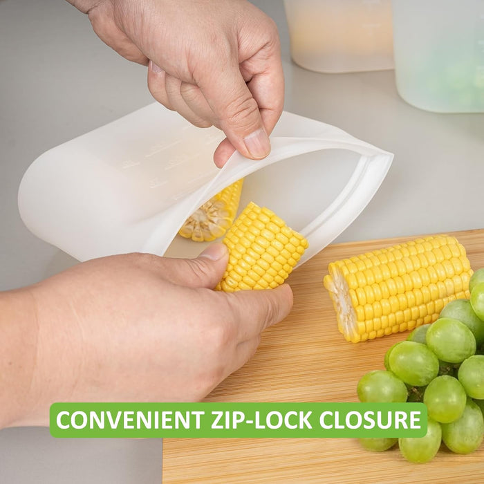 Reusable Storage Bag, 12 Pack 100% Silicone Food Storage Bags Stand Up Silicone Zip Lock Bags for Food Container, Freeze