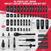 96-Piece 3/8" Drive Impact Socket Wrench and Bit Set, SAE 5/16”-3/4” & Metric 8-22mm, Cr-V Standard & Deep Sockets, Powe