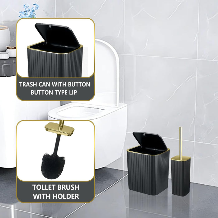 9PCS Black and Gold Bathroom Accessories Set