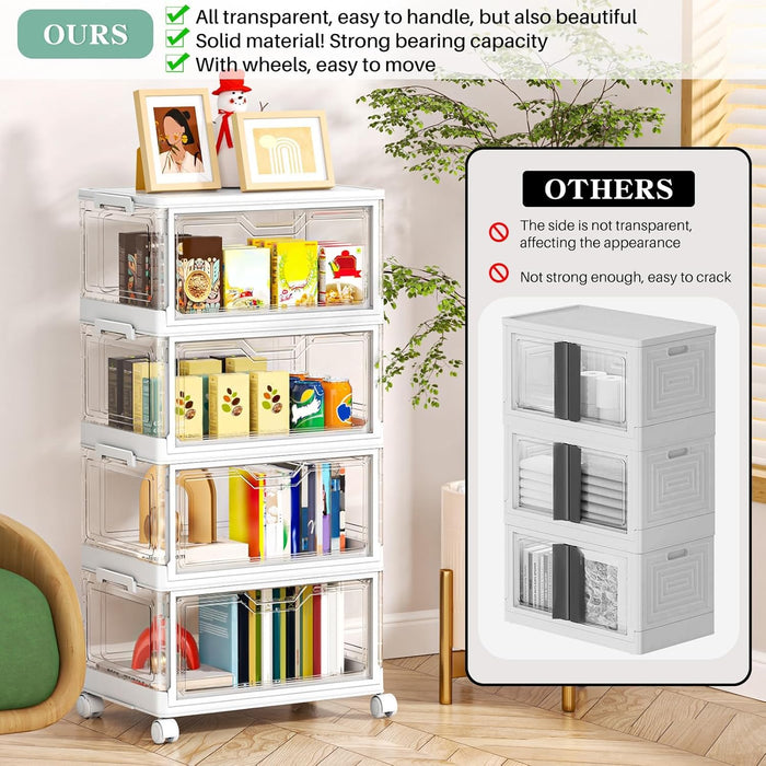 Clear Storage Bins with Lids - 4 Tier 23qt Plastic Stackable Bins