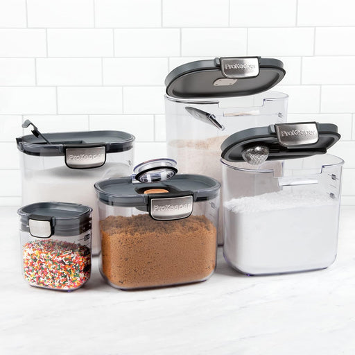 Prokeeper+ 9 Piece Clear Plastic Airtight Food Flour and Sugar Baker'S Kitchen Storage Organization Container Canister Set with Magnetic Accessories