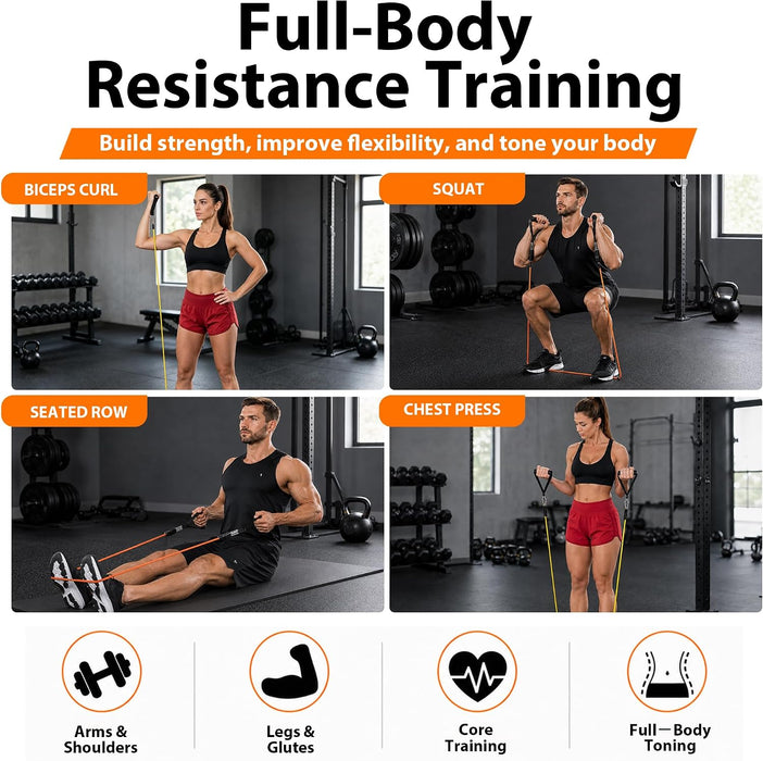 Resistance Bands Set with Handles and Door Anchor for Full Body Workout