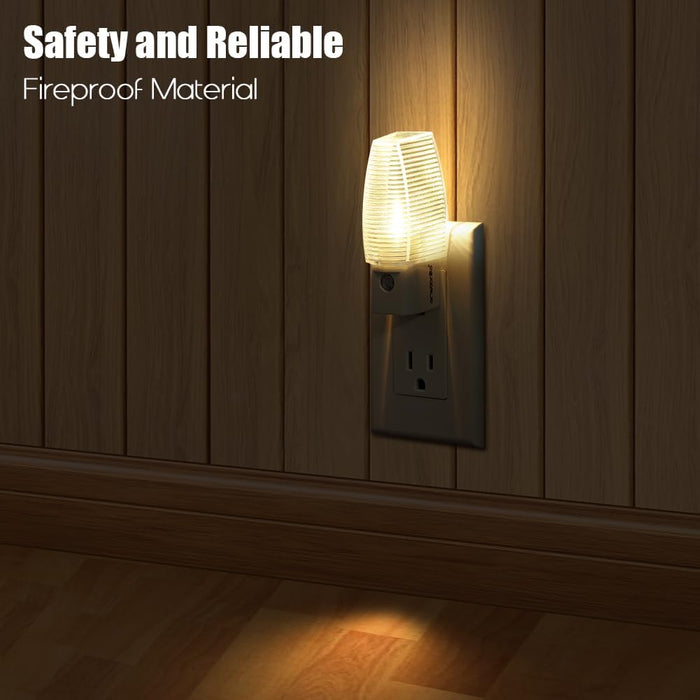 Plug-in Night Light, Dusk to Dawn Sensor, Warm White, 4 Pack