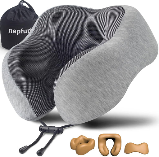 Neck Pillow for Traveling, Upgraded Travel Neck Pillow for Airplane 100% Pure Memory Foam Travel Pillow for Flight Headr