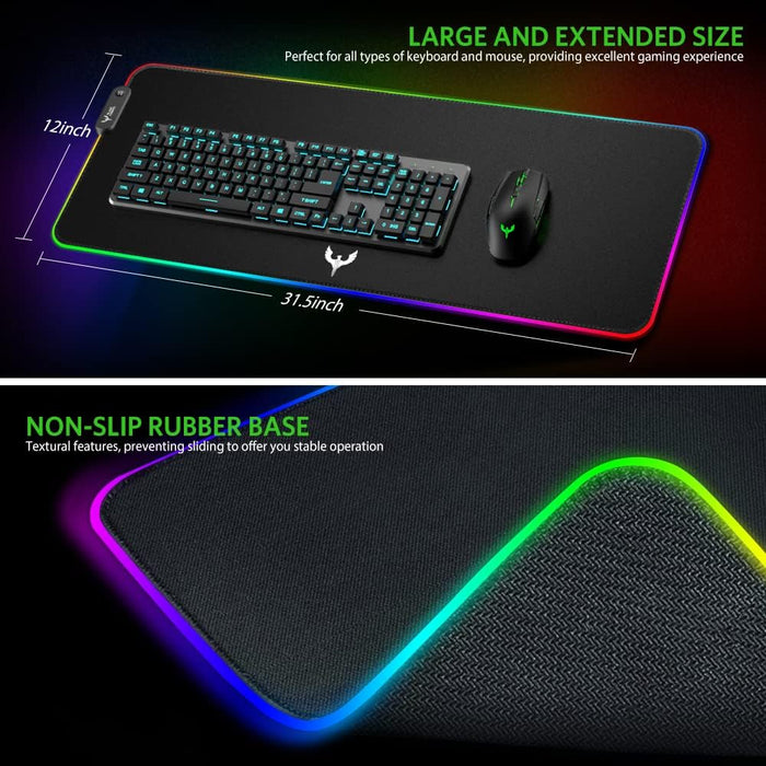 RGB Gaming Mouse Pad Extra Large Extended 31.5x12 Inch-Black