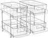2-Tier Bathroom Organizer with Dividers, Clear Under Sink and Pull-Out Cabinet Organizer for Kitchen and Pantry Storage