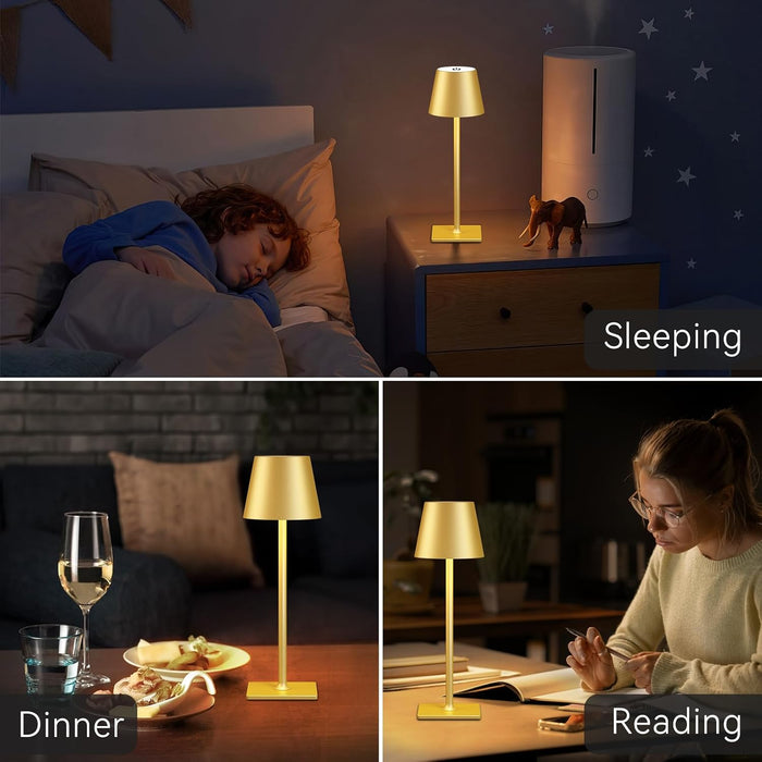 4 Pack Gold Rechargeable Led Cordless Table Lamps,Cordless Lamp with 6000mAh Battery Operated,Wireless Lamp for Restaura