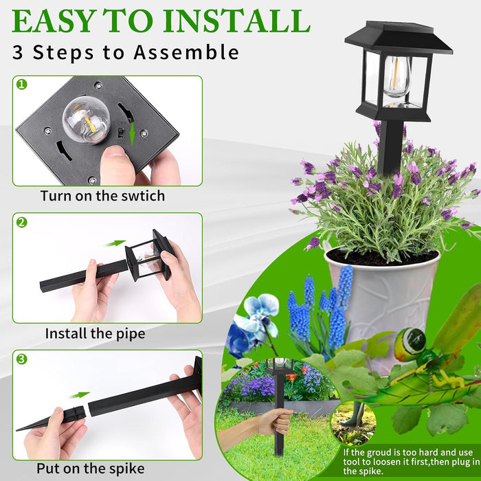 Solar Lights Outdoor,12 Pack 3000K Waterproof Auto On/Off Solar Pathway Lights for Your Garden, Landscape, Path, Yard, P