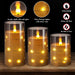 Flickering Flameless Candles: Built-in Star String Lights 3D Wick Acrylic Battery Operated LED Pillar Candles with Remote and Timer for Fall Halloween Christmas Home Decoration - 3 Pack Gray