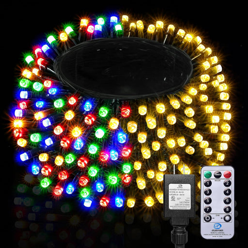 Christmas Lights, 300 LED 108FT UL Certified Color Changing Christmas Tree Lights with Remote, 11 Modes, Timer, Waterproof, Connectable String Lights for Xmas Décor, Warm White & Multicolor