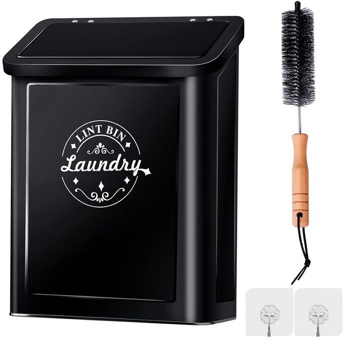Magnetic Lint Bin for Laundry Room Organization and Storage with Brush, Wall-Mounted Laundry Dryer Lint Bin for Laundry 