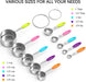 Nesting Measuring Cups and Spoons Set, Stainless Steel with Soft Silicone Handle – Heavy Duty & Dishwasher Safe for Meas
