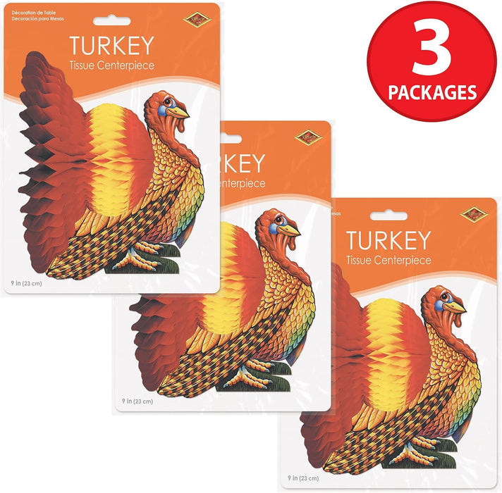 12-inch Tissue Turkey Centerpiece; 3/Pack99066