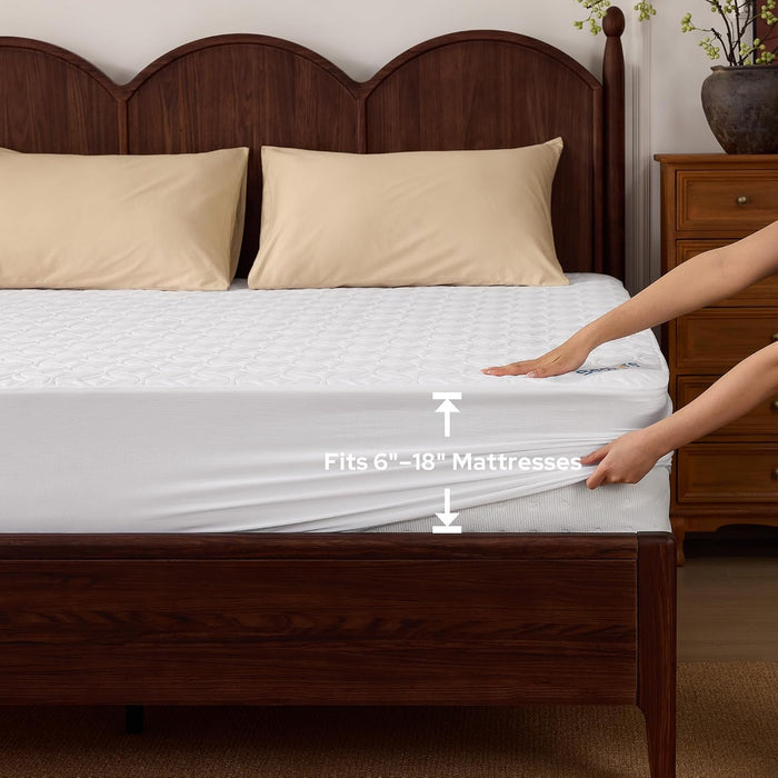 Waterproof Mattress Protector, Queen Size Mattress Pad Noiseless