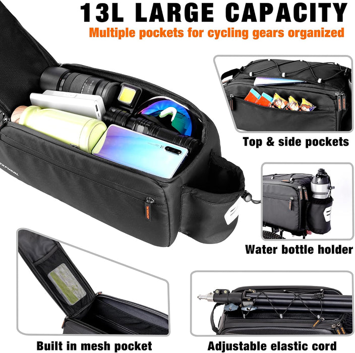 Bike Bags for Bicycle Rear Rack, 13L/20L Supportive Bike Rack Bag