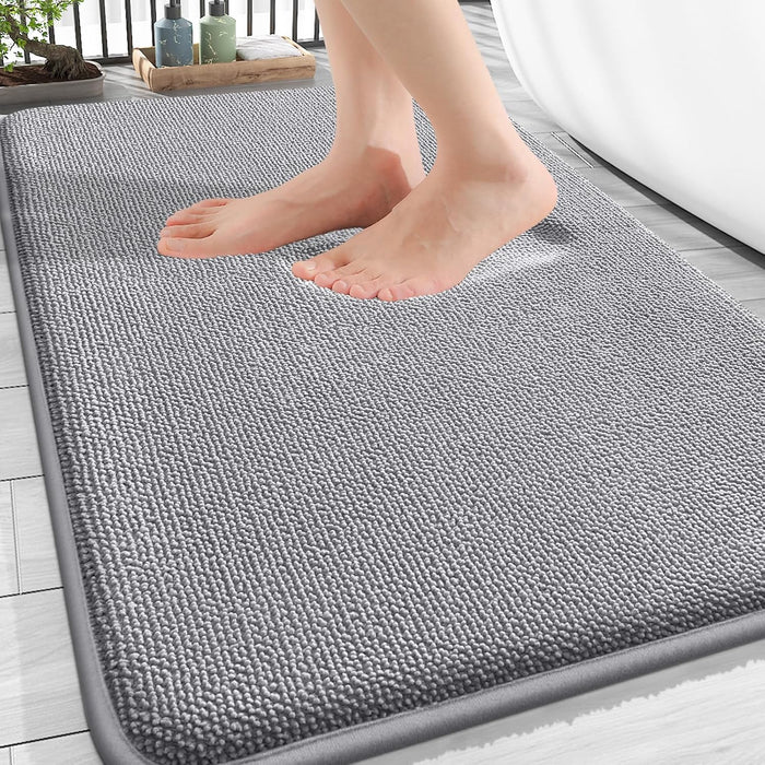 Thick Memory Foam Bathroom Rugs 30x20, Soft Absorbent Bath Mat, Grey