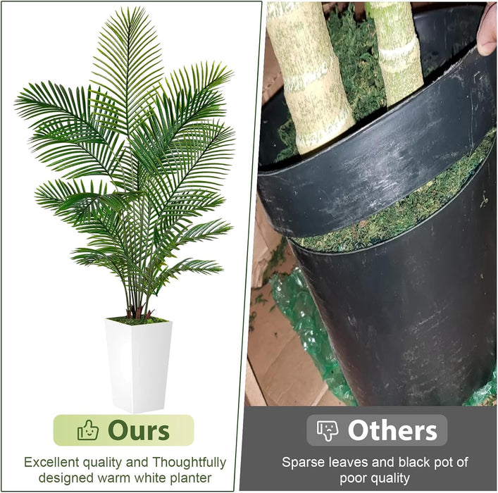Palm Tree 6FT Artificial, 72in Tall Faux Palm Tree with 15.7 White Planter, Fake Potted Tree for Indoor & Outdoor Home O