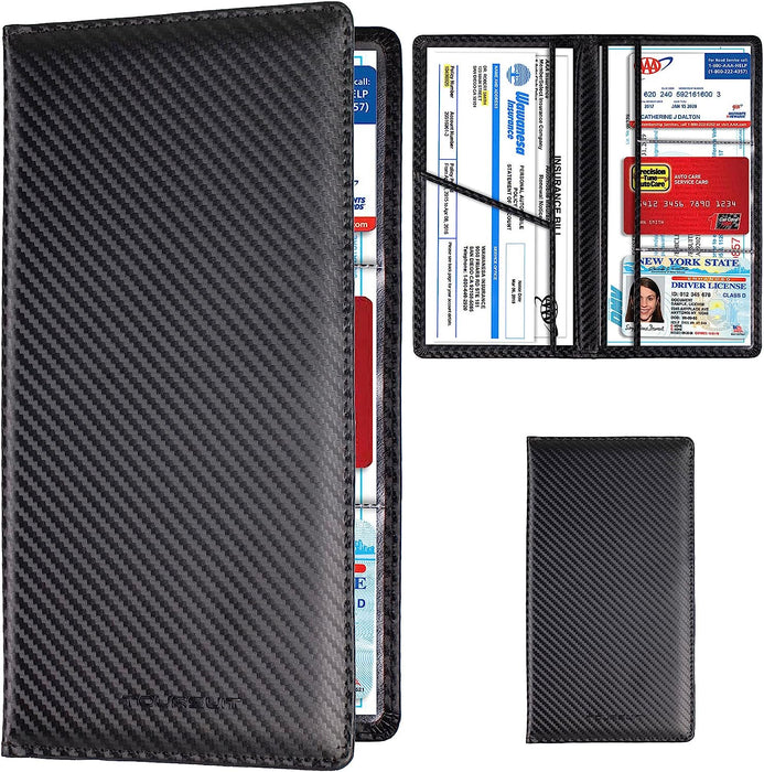 Car Registration & Insurance Card Holder, Carbon Fiber Black