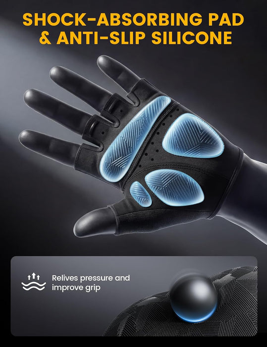 Bike Gloves for Men Women - [Anti-Slip Shock-Absorbing Pad] Workout Gloves, Breathable Materials, Cycling Gloves for Bicycle, Gym, Motorcycle, Hiking, Indoor & Outdoor Sports