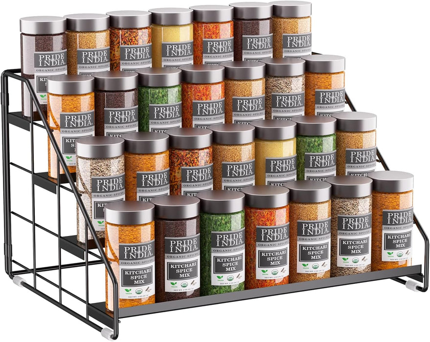 Spice Rack Organizer for Cabinet, 4 Tiered Spice Rack Organizer, Tiered Adjustable Spice Shelf for Kitchen Countertop Or