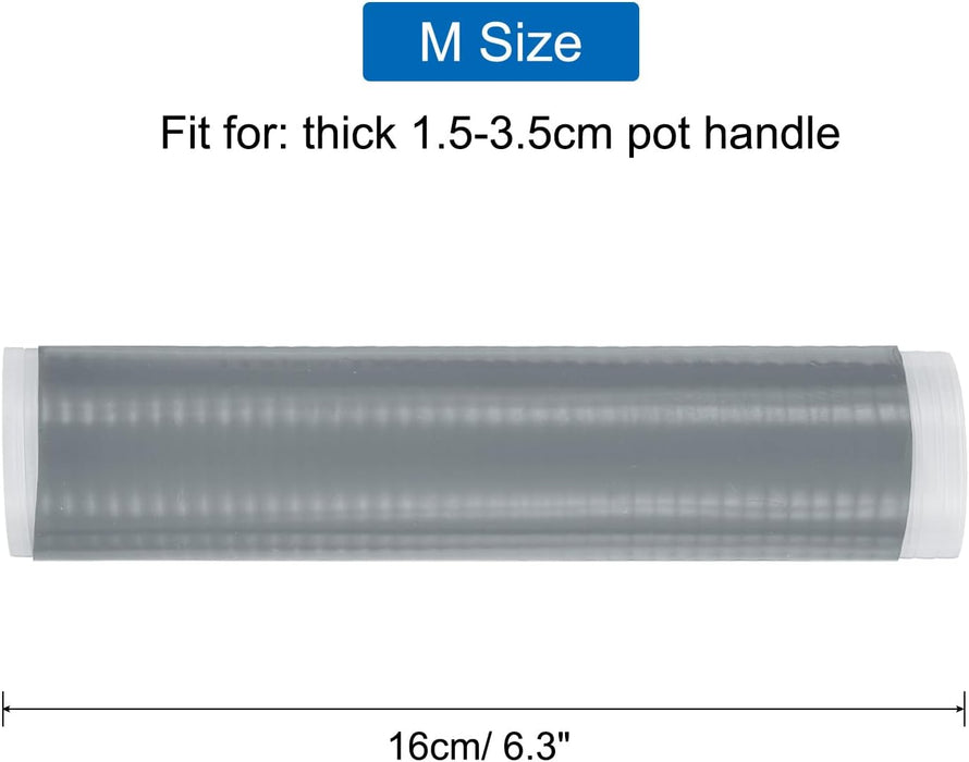 3 Pcs Silicone Pan Handle Sleeve, Heat Resistant Potholder Pot Holders Cover Sleeve for Frying Pan Handle Spatulas, Grey (M)