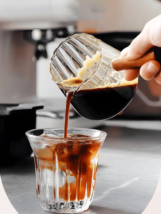 Espresso Cups 6OZ, Espresso Accessories, Expresso Shots Cup, Espresso Shot Glass with V-Shaped Mouth, Ribbed Milk Frothi
