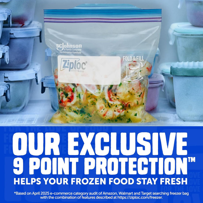 Gallon Freezer Bags, Food Storage, Stand-Up Bottom, 66 Count