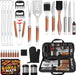 35PC BBQ Grill Tools Set – Heavy Duty Stainless Steel Grill Accessories Kit with Case, Meat Thermometer, Injector, Claws