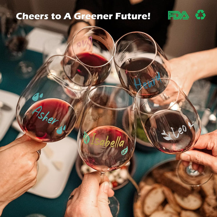Metallic Wine Glass Markers 8Pcs, Non-Toxic, Food-Safe, Dishwasher-Safe, Wine Glass Marker Pens for Ceramic Plates, Part