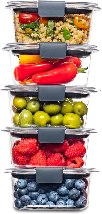 Brilliance BPA-Free Food Storage Container Set with Airtight Lids, 5-Pack (3.2 Cup) - Perfect for Lunch, Meal Prep, and Leftovers