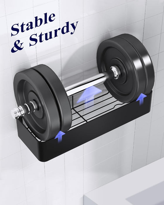 Shower Caddy Adhesive, Stylish Shower Organizer, Large, Black