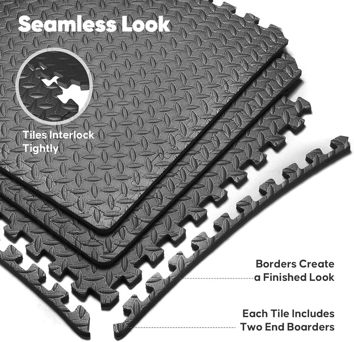 12 Pack 48 sqft Home Gym Mat, Puzzle Exercise Mat, EVA Interlocking Foam Floor Tiles for Home Workout Equipment and Kids