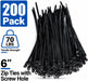 200 Pack 6 Inch Plastic Zip Ties with Screw Holes