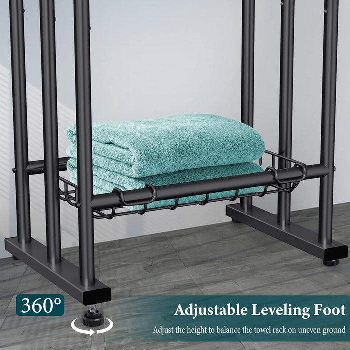 40'' Freestanding 3 Tier Alloy Steel Towel Rack with Storage Basket