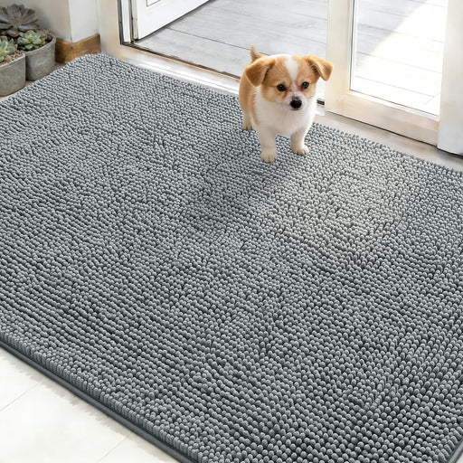 Dog Door Mat for Muddy Paws 48x30, Super Absorbent Chenille Mud Mat